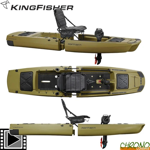 Kayak Point 65°N KingFisher Solo Modulable Vert Armée 1 Place 3 Kayak Point 65°N KingFisher Solo Modulable Vert Armée 1 Place