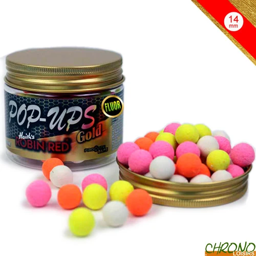 Pop Ups Pro Elite Baits Fluo Gold Robin Red 14/15mm 150ml 3 Pop Ups Pro Elite Baits Fluo Gold Robin Red 14/15mm 150ml